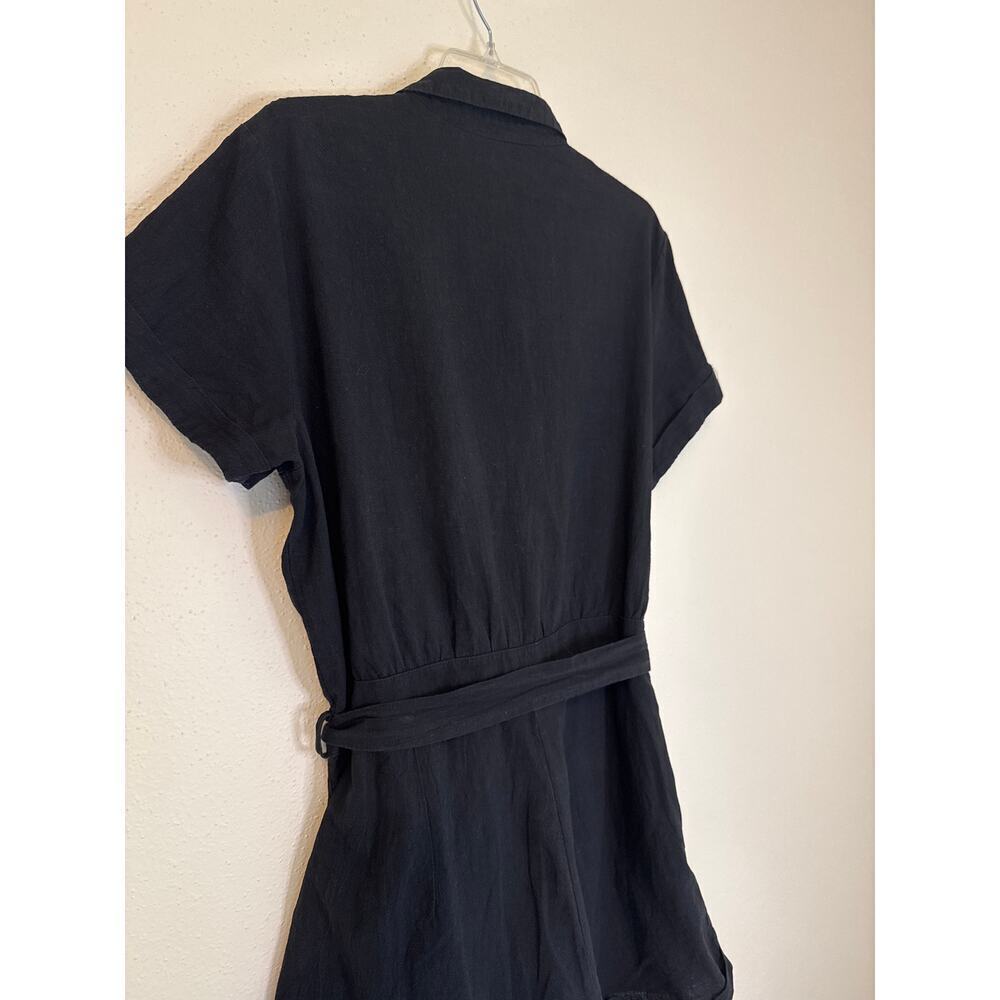 One Piece Women's Black Romper Shorts Belt Tie Button Up With Pockets Size XL - Picture 6 of 12